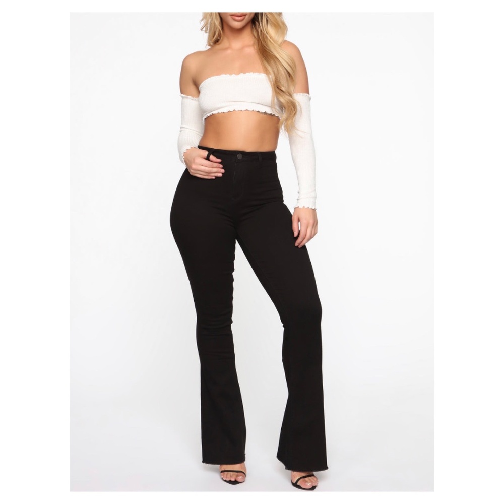 Valentina High Rise Flare Jeans - Black